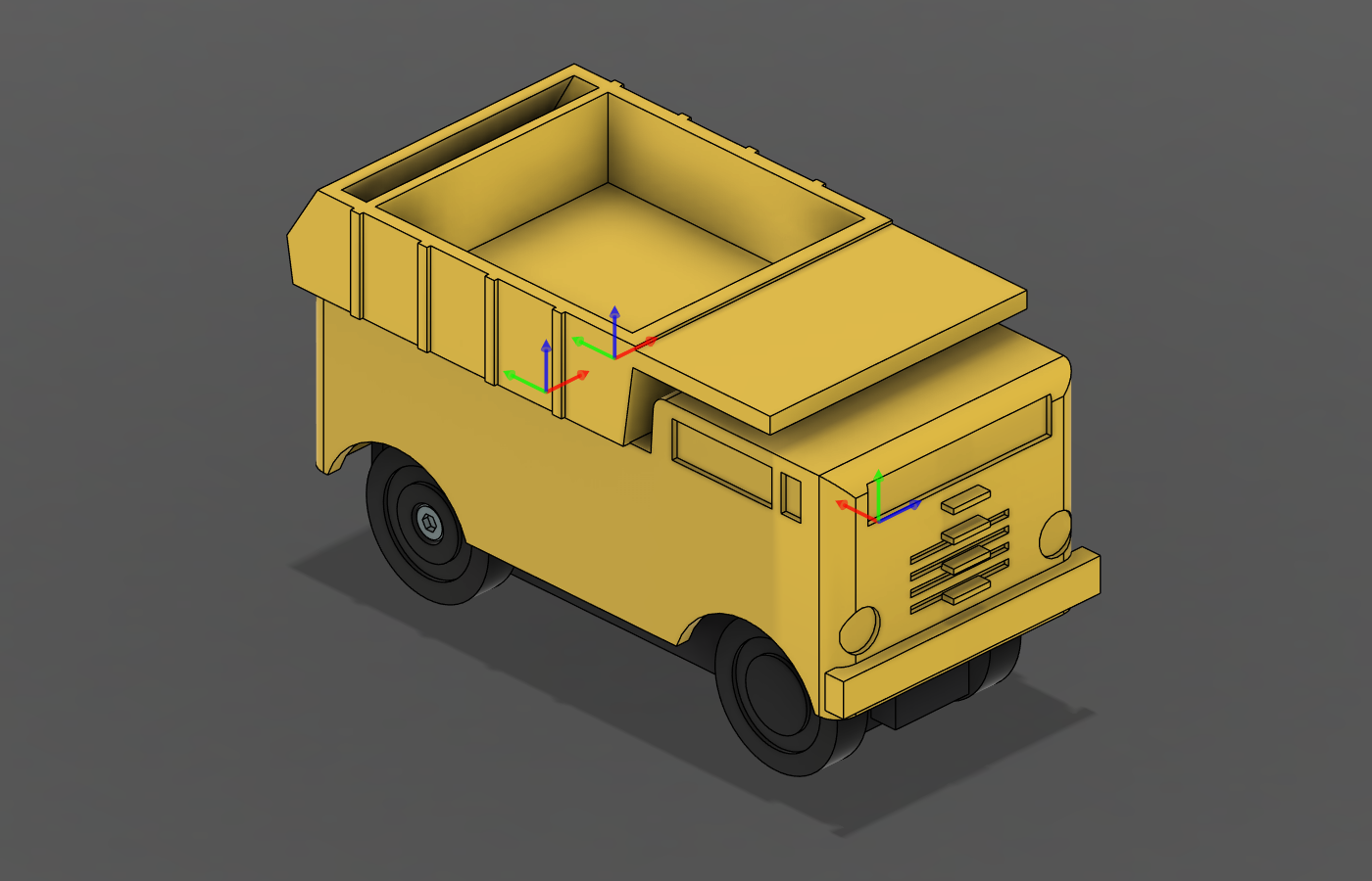 Yellow LatticeRunner dump truck in CAD